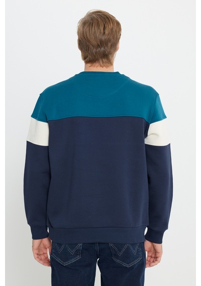 Wrangler Regular Fit Normal Kesim Bisiklet Yaka İçi Polarlı Petrol Rengi Sweatshirt Petrol
