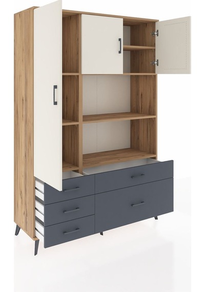 Hyperion Dolap 7 Raflı 5 Çekmeceli 3 Kapaklı 132x44x195 Çam-aytaşı/antrasit Aytası/antrasıt Hyperion Dolap 7 Raflı 5 Çekmeceli 3 Kapaklı 132x44x195 Çam-aytaşı/antrasit Aytası/antrasıt