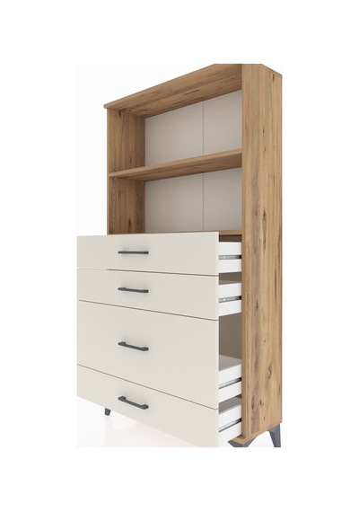 Arges Dolap 2 Raflı 4 Çekmeceli 88x30x163 Çam-aytaşı Çam