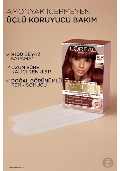 Excellence Creme Amonyaksız 4ur Nude Koyu Kızıl Saç Boyası 3600524216634-10789