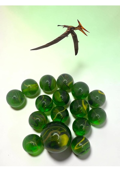 Pterodactyl Yeşil Desenli Cam Misket Seti