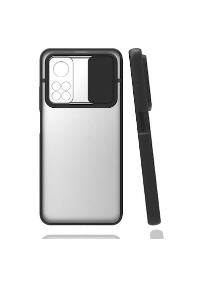 Kilifone - Xiaomi Uyumlu Mi 10t 5g - Kılıf Slayt Sürgülü Arkası Buzlu Lensi Kapak - Siyah
