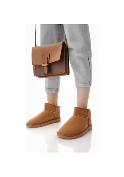 Nesilshoes Nesil Shoes Ypr 7391 Taba Süet İçi Kürklü Su İtici Kadın Bot