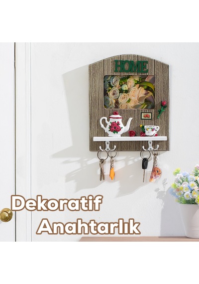 Porsima 2070 Duvara Montajlı Dekoratif Anahtarlık - Duvar Askılı Anahtar Düzenleyici 22x26,5cm Çok Renkli