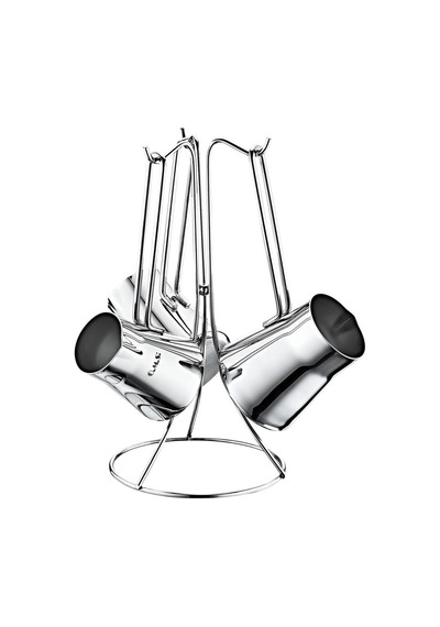 Oms 7034 Çelik Cezve Takımı 4 Parça Silver