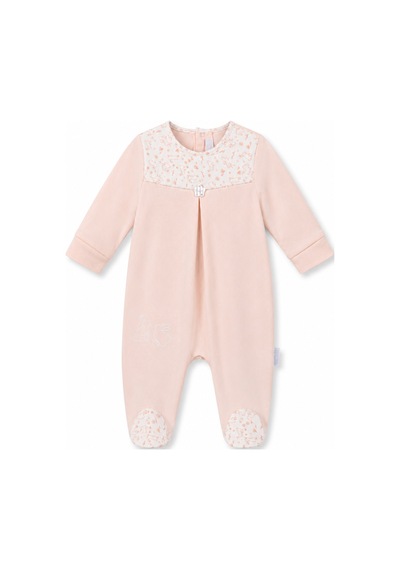 Babyhola Tavşan Desenli %100 Pamuk Modal Patikli Bebek Tulumu 15232 Somon