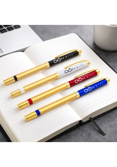 Bk Gift Promosyon 1101 Metal Roller Kalem Lazer Baskılı Logolu Promosyon Kalem 100 Adet - Mavi