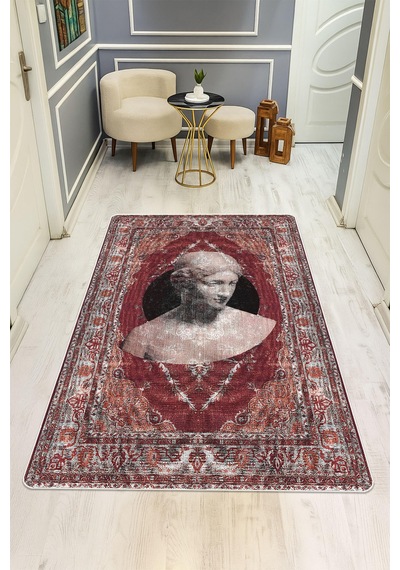 Modern Desenli Dijital Baskı Kaymaz Taban Halı H1081 Renkli