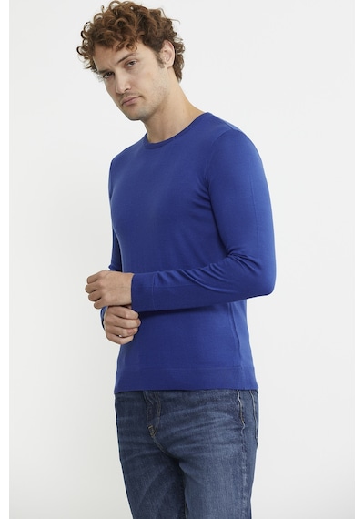 Sementa Erkek Sıfır Yaka Basic Triko Kazak - Saks 001