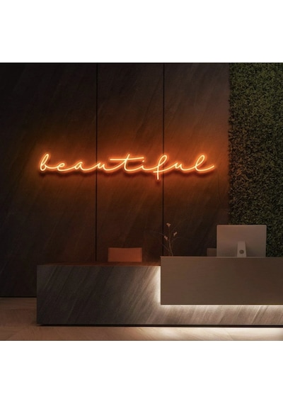 Beautiful Yazılı Neon Tabela Turuncu