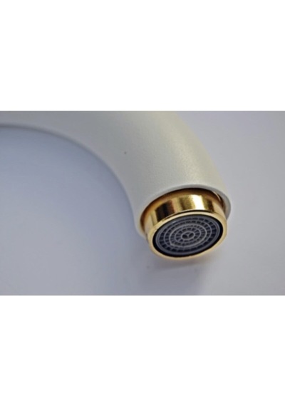 Beyaz Gold Banyo Lavabo Musluğu Bataryası Sıcak Soğuk Çift Su Girişli Diğer