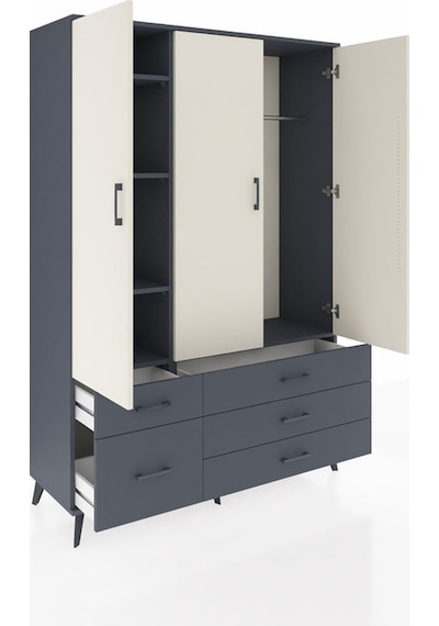Hyperion Dolap 5 Raflı 5 Çekmeceli Tek Askılı 132x44x195 Antrasit-aytaşı/antrasit Aytası/antrasıt Hyperion Dolap 5 Raflı 5 Çekmeceli Tek Askılı 132x44x195 Antrasit-aytaşı/antrasit Aytası/antrasıt