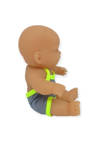 20 Cm Sevimli Et Bebek - Çıkarılabilir Neon Kıyafetli Gerçekçi Oyuncak Bebek - Gri - Sarı 1 Adet