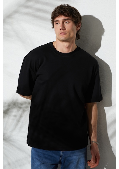 Tudors Unisex Oversize Geniş Kesim Pamuk Yumuşak Dokulu Basic Bisiklet Yaka Siyah Tişört-30843 2XL Tudors Unisex Oversize Geniş Kesim Pamuk Yumuşak Dokulu Basic Bisiklet Yaka Siyah Tişört-30843 2XL