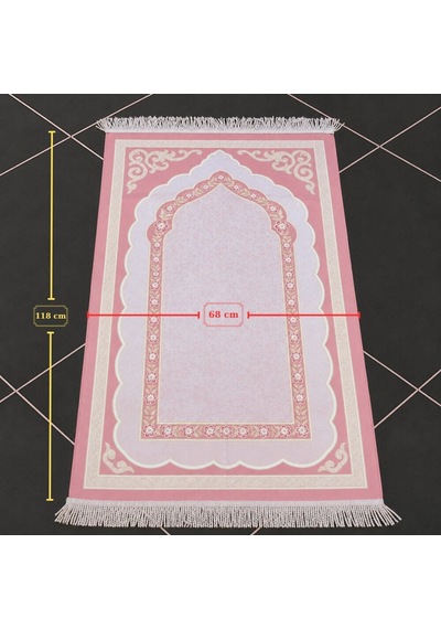 Tesbihane Kişiye Özel Nakış İşlemeli Hediyelik Seccade - Saten Kumaş - Papatya Motifli Pembe