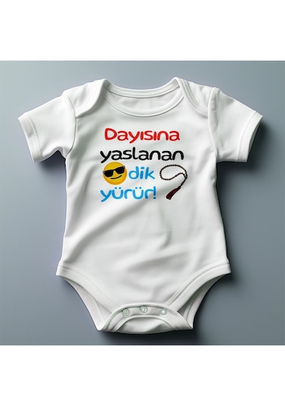 Arasdoğruer Dayısına Yaslanan Dik Yürür Temalı Zıbın Beyaz
