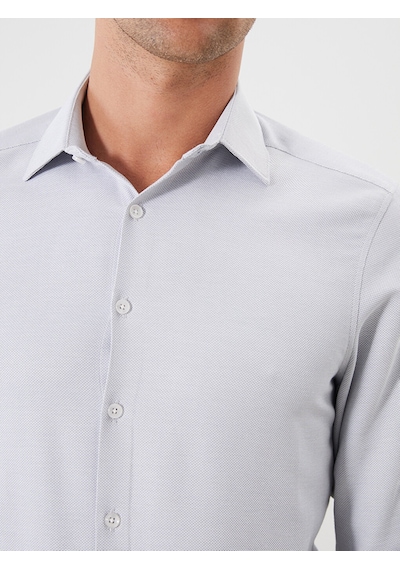 Lcw Busıness Gri Slim Fit Uzun Kollu Armürlü Erkek Gömlek