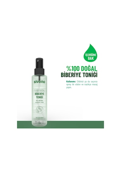 Siveno %100 Doğal Biberiye Suyu Saç Dökülmesi Karşıtı ve Hızlı Saç Uzatma Etkili Saç Toniği 150 ML