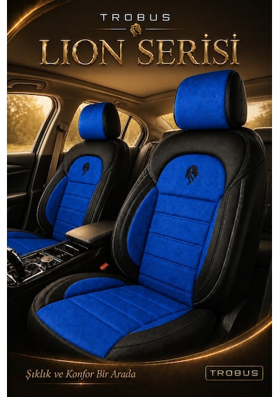 Renault R9 Broadway 1990-2000 Uyumlu Lion Serisi Tay Tüyü Mavi Siyah Premium Koltuk Kılıfı