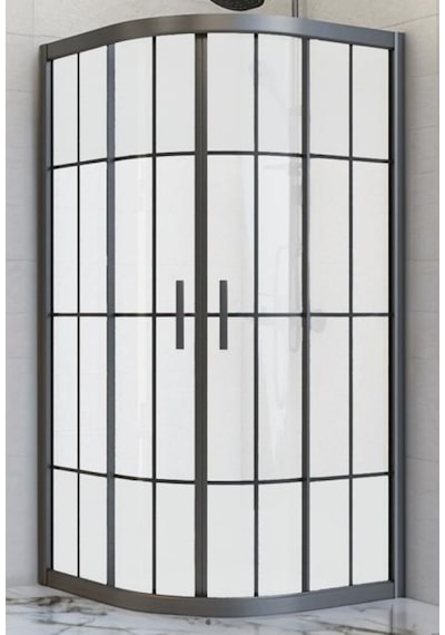 Durul Duşakabin Oval Siyah Çizgi Buzlu 5mm Yükseklik 190 Cm Siyah