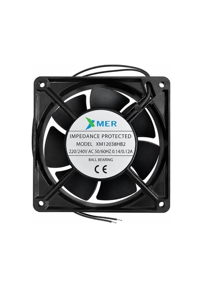 120x120x38mm 12cm 38mm 220v Ac 0.14/0.12a 2p Rulmanlı Fan 2700rpm Siyah