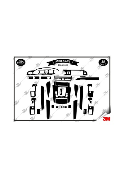 Audi A6 C6 2006-2011 Torpido Konsol Trim Göğüs Maun Kaplama Set 35 Parça Siyah
