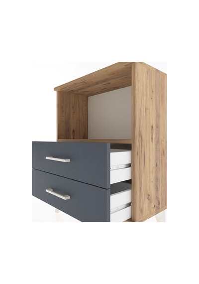 Arges Komodin 2 Çekmeceli 60x30x80 Çam-antrasit Çam