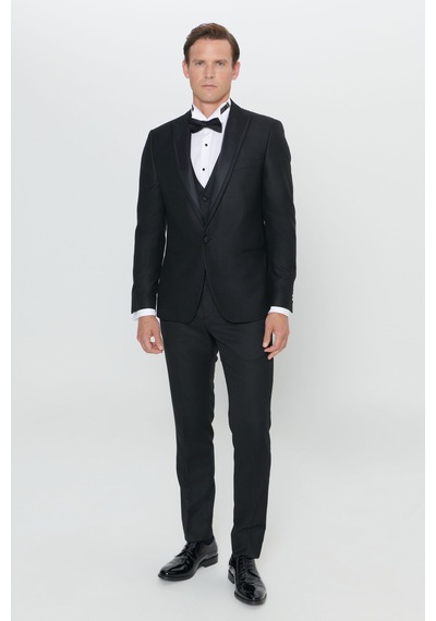 Ac&Co / Altınyıldız Classics Erkek Sıyah Slim Fit Dar Kesim Kırlangıç Yaka Desenli Yelekli Smokin Takım Sıyah Siyah Ac&Co / Altınyıldız Classics Erkek Sıyah Slim Fit Dar Kesim Kırlangıç Yaka Desenli Yelekli Smokin Takım Sıyah Siyah