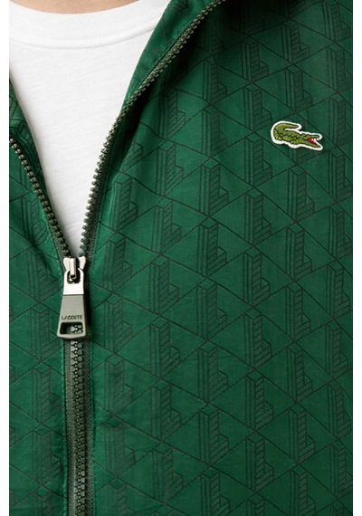 Lacoste Relaxed Fit Monogram Jacket Classic Fit Dik Yaka Logolu Sweatshirt Ceket Yeşil Yeşil