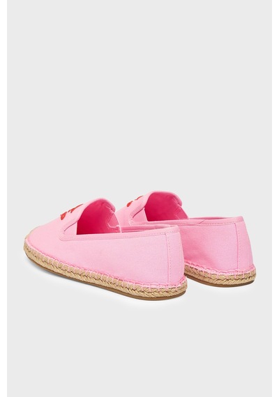 Tommy Hilfiger Logolu Nakış İşlemeli Kanvas Espadril Ayakkabı Kadın Ayakkabı Fw0fw09240 Tor Pembe