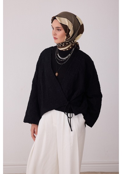 Belli Geometrik Desen %100 Twill İpek Eşarp Be01 Kahverengi