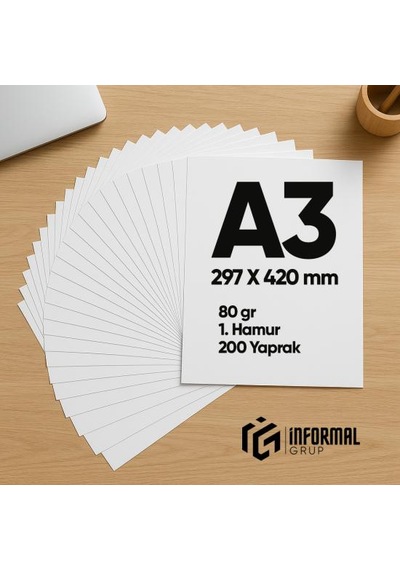 İnformal Fotokopi Kağıdı Premium Kalite A3 80 Gr 200 Yaprak
