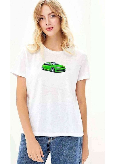 Vw Scirocco Baskılı Beyaz Kadın Tshirt