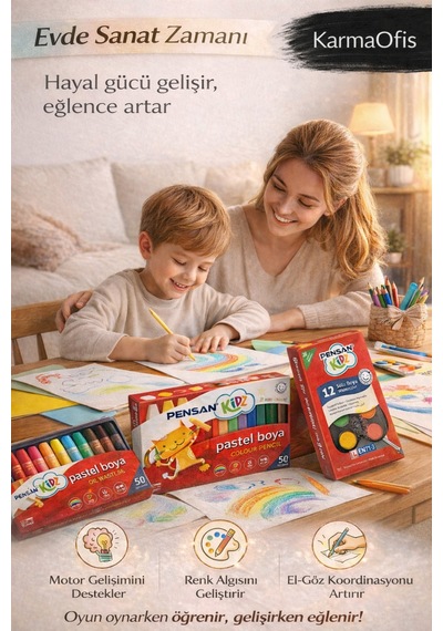 36 Parça Boyama Seti 12 Li Pastel, 12 Li Kuru Boya, 12 Li Sulu Boya Tamamı Yerli Üretim