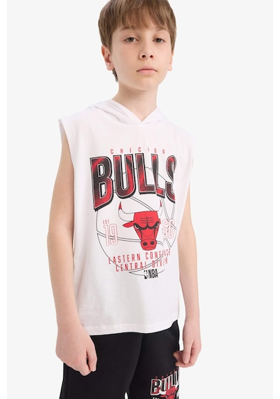 DeFacto Erkek Çocuk NBA Chicago Bulls 2'li Takım Kapüşonlu Kolsuz Tişört Beli Lastikli Şort E7104A825HSWT34