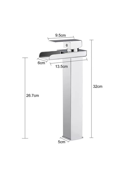 Rena Design Krom Çanak Lavabo Bataryası Havza Model Uzun/yüksek Lavabo Musluğu Çift Girişli Armatür
