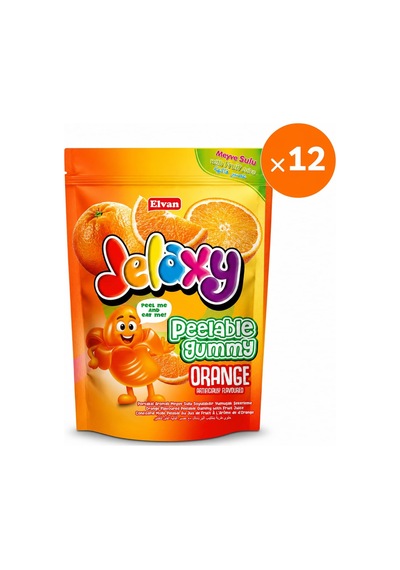 Jelaxy Peelable Portakal Aromalı Soyulabilir Yumuşak Şekerleme 65 Gram 12 Adet 1 Kutu
