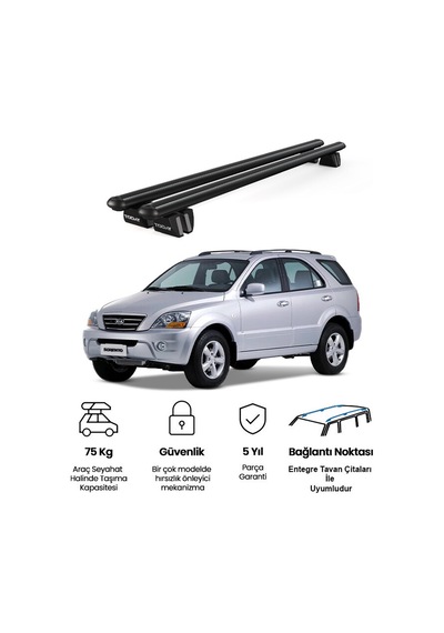 Pençe Kia Sorento 2002-2009 Uyumlu Siyah Ara Atkı 109cm Port Bagaj Tavan Barı