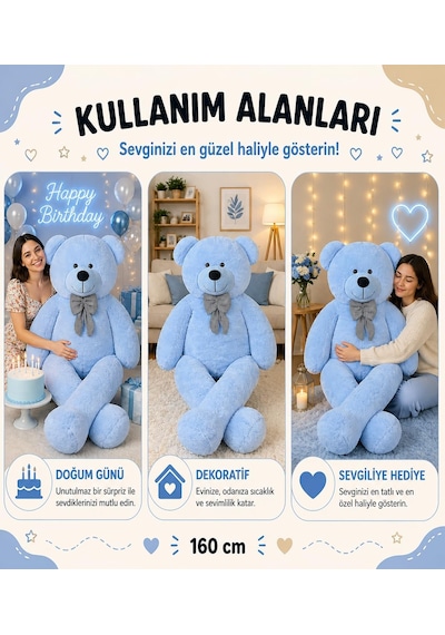 160 Cm Dev Pelüş Papyonlu Ayı,yumuşak Ve Sevimli Büyük Boy Oyuncak Ayı,sarılmalık Ayı,papyonlu