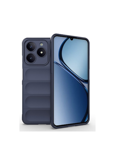 Realme C61 Kılıf Esnek Tpu Oyuklu Arka Yüzey Tasarımlı Zore Etnik Silikon Kapak Lacivert
