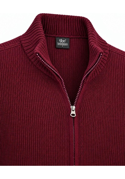 Classics Men Turbulance Slim Fit Erkek Tam Fermuarlı Triko Ceket - 7834 Bordo
