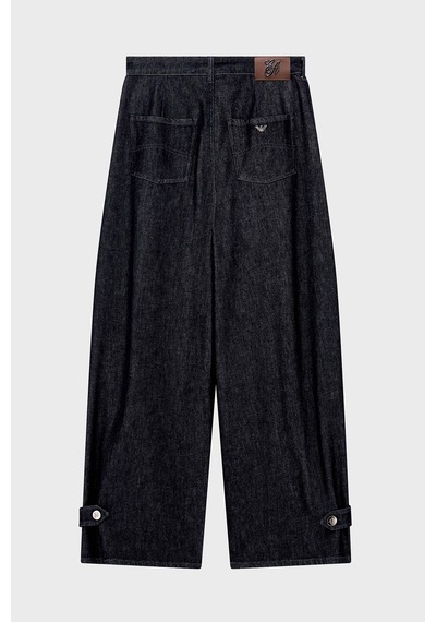 Emporio Armani Pileli Relaxed Fit Yüksek Bel Jeans Kadın Kot Pantolon Ew004861 Af26305 Mb001 Lacivert