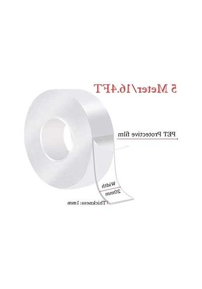 5m Çift Taraflı Bant - Yıkanabilir, Güçlü Yapışkan, Şeffaf 0,13mm X 48mm X 25mt