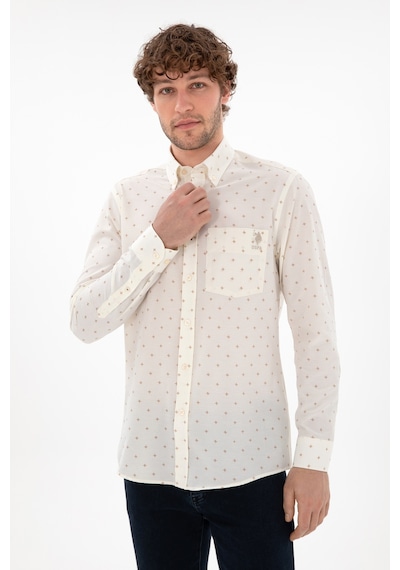 U.S. Polo Assn. Erkek Krem Regular Fit Cepli Gömlek 50296606-VR071