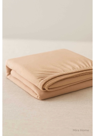 Çift Kişilik Düz Penye %100 Pamuklu Lastikli Çarşaf 180x200 Newsheet Kahverengi Çok Renkli
