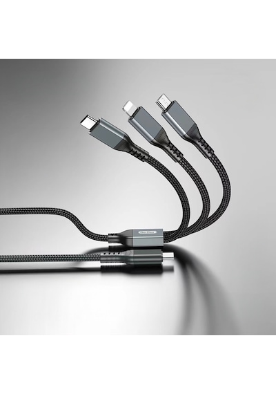 Go-des Gd-uc617 3in1 Type-c To Lightning/type-c/micro Usb Ultra Hızlı Pd Şarj Kablo 100w 1.2m Siyah