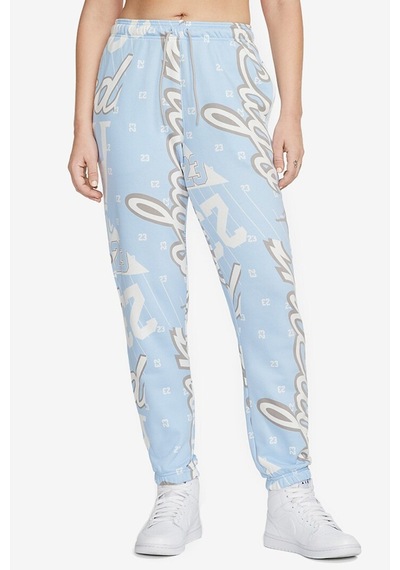 Nike Jordan Fleece Allover Printed Loose Fit Pants Kadın Bol Kesim Eşofman Altı Mavi