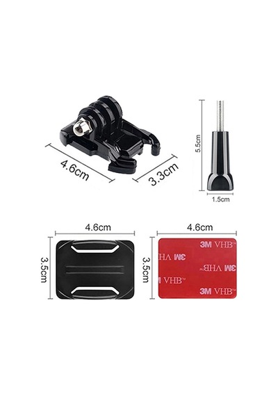 Gplus Bs04kvh 4 Parça Oval Zemin Eğimli Yüzey Vidalı Hızlı Tak Aksiyon Kamera Uyumlu 3m Yapışkanlı Motor Kask Bağlantı Base Seti Siyah