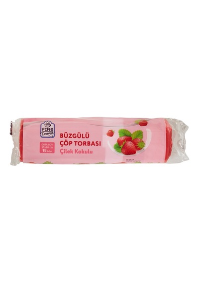 Fine Dreaming Büzgülü Çöp Torbası 15'li Orta Boy Çilek Kokulu 2'li Ekonomik Paket - 2 Adet Tarı