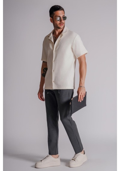Braccas Erkek Yandan Cepli Beli Lastikli Relaxed Fit Chino Pantolon Antrasit Antrasit